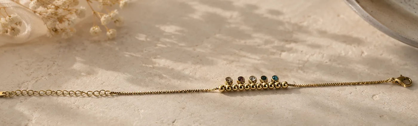 Golden Slider Bracelet with Multicolor Gemstone